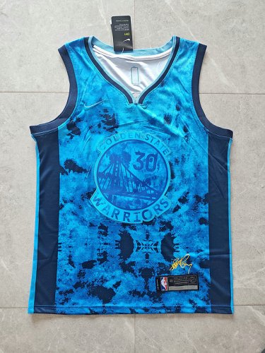 NBA 30 Curry Warriors 23-24 MVP Maillot bleu brodé